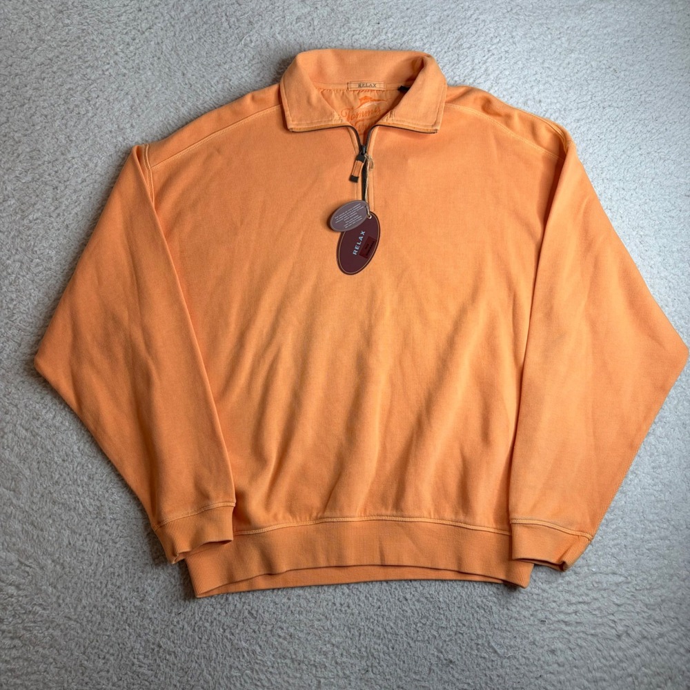 NEW Tommy Bahama Relax Mens XL Orange Quarter Zip Cotton Pullover Sweatshirt NWT